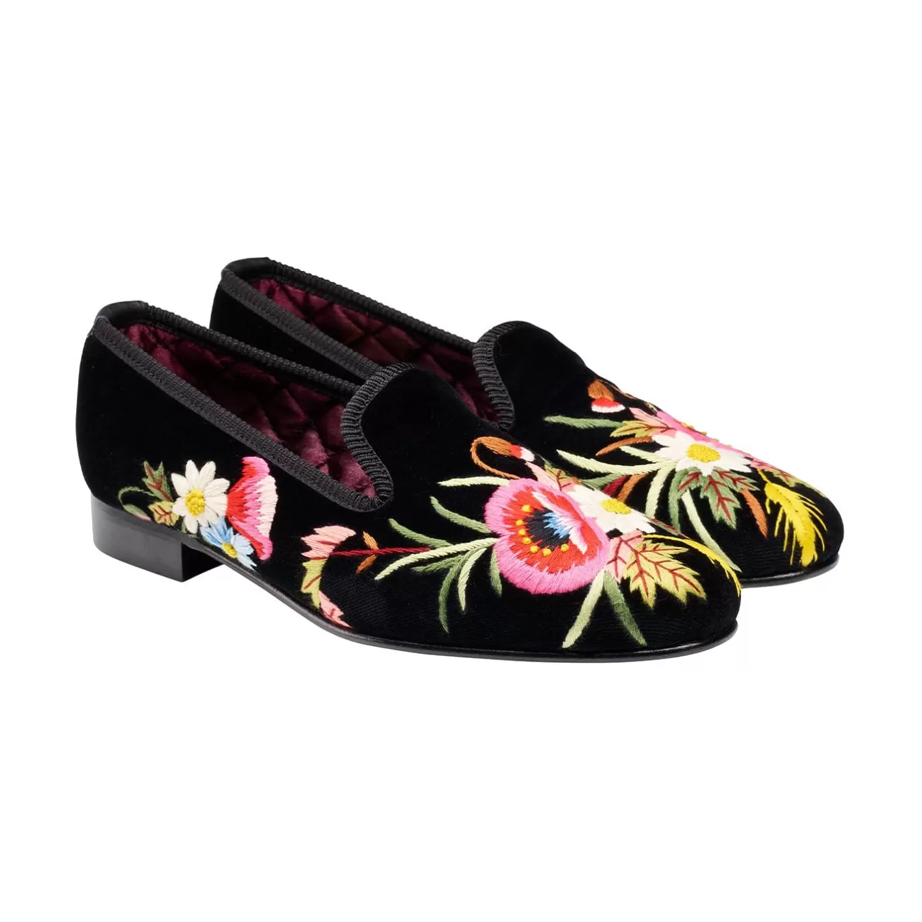 Women's Collection | Velvet Slippers | Crockett & Jones Poppies