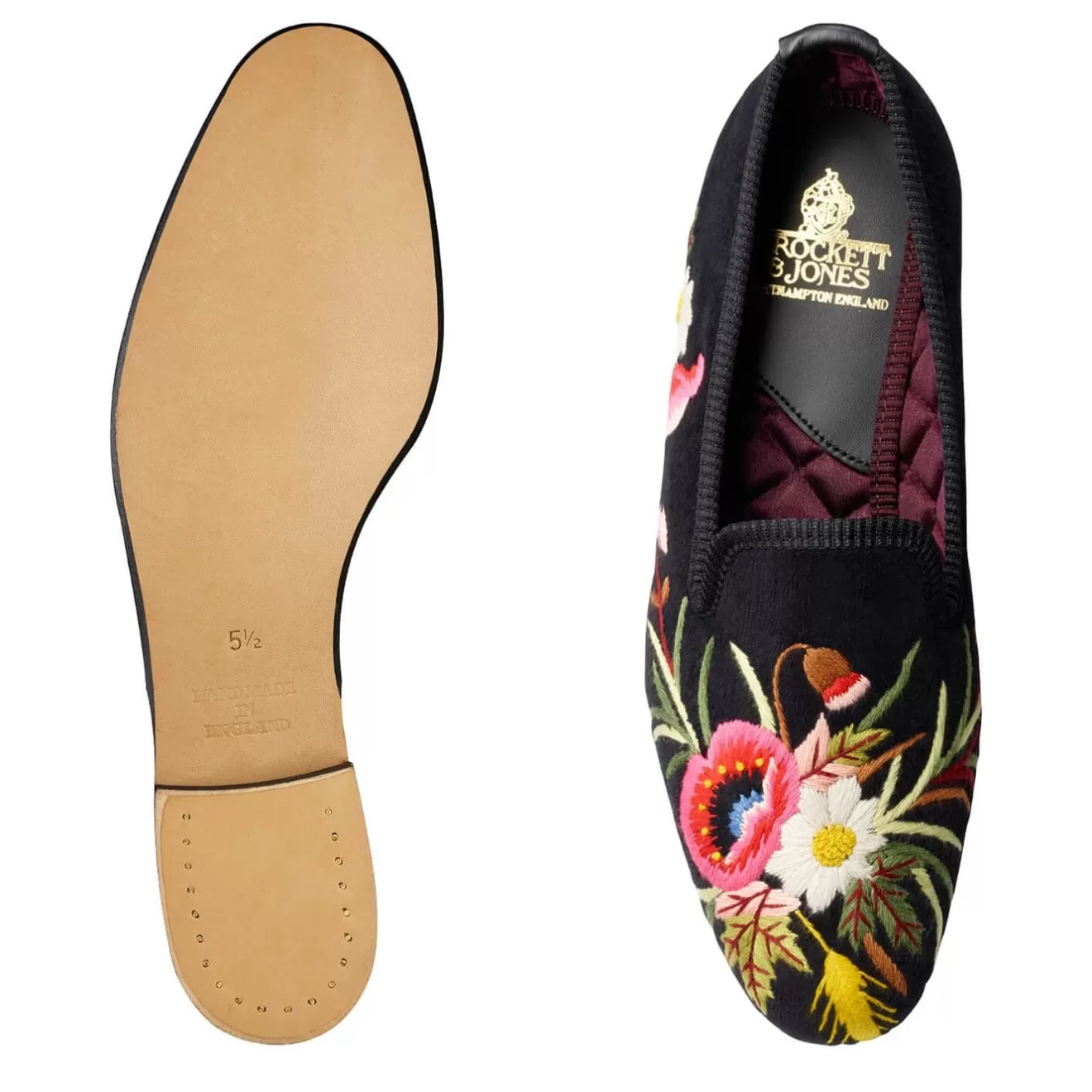 Women's Collection | Velvet Slippers | Crockett & Jones Poppies