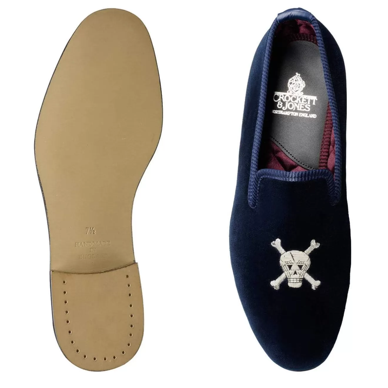 Main Collection | Velvet Slippers | Crockett & Jones Skull & Crossbones