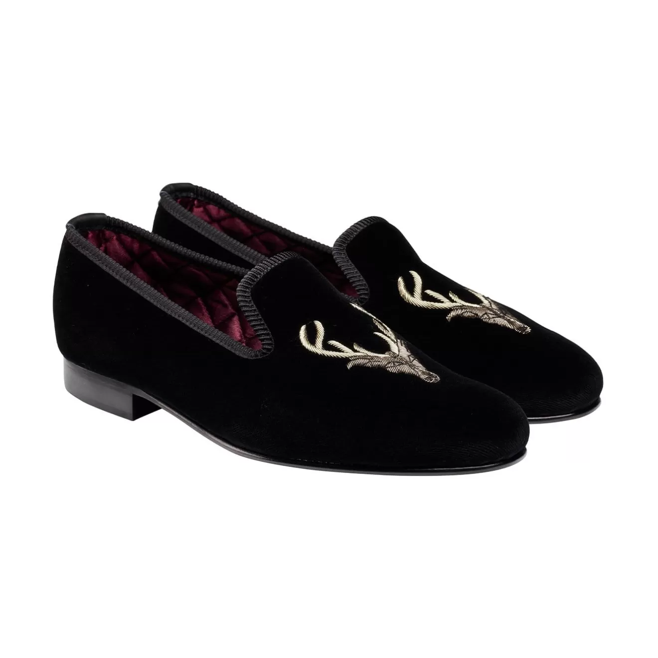 Main Collection | Velvet Slippers | Crockett & Jones Stags Head
